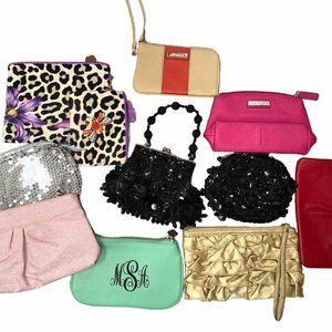 Lot of 10 clutch bags, wallets, mix patterns, mix colors, travel small bags